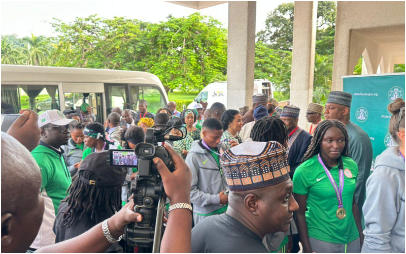Video: Super Falcons honoured at Aso Rock after historic 10th WAFCON title