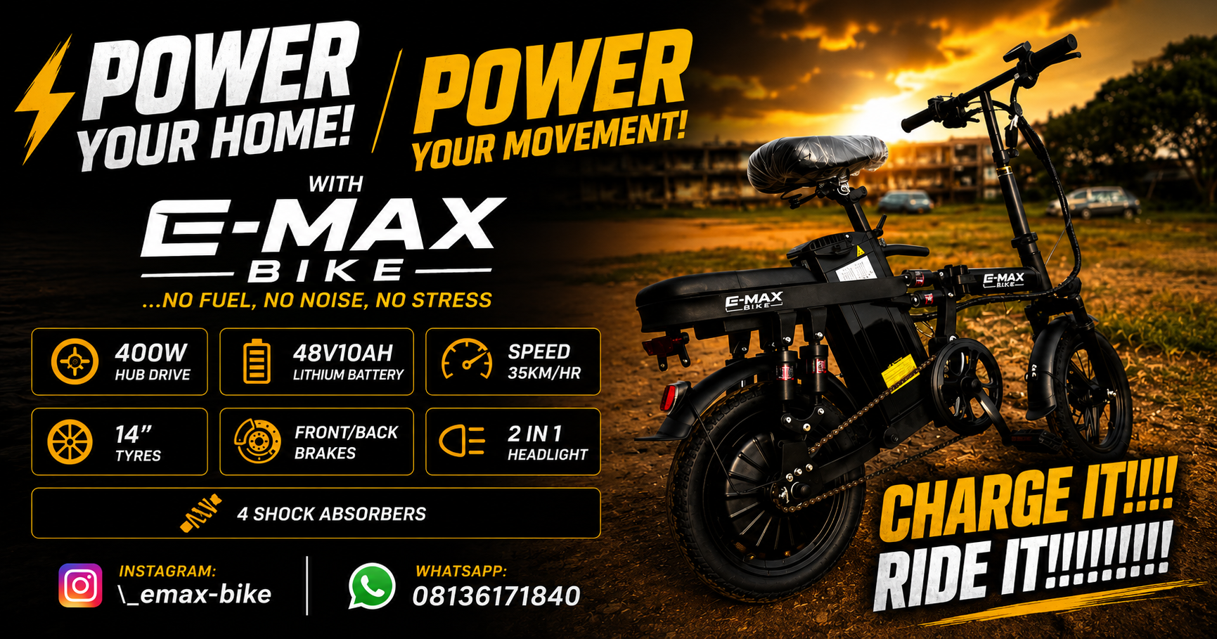 E-MAX Bike - Power Your Home, Power Your Movement
